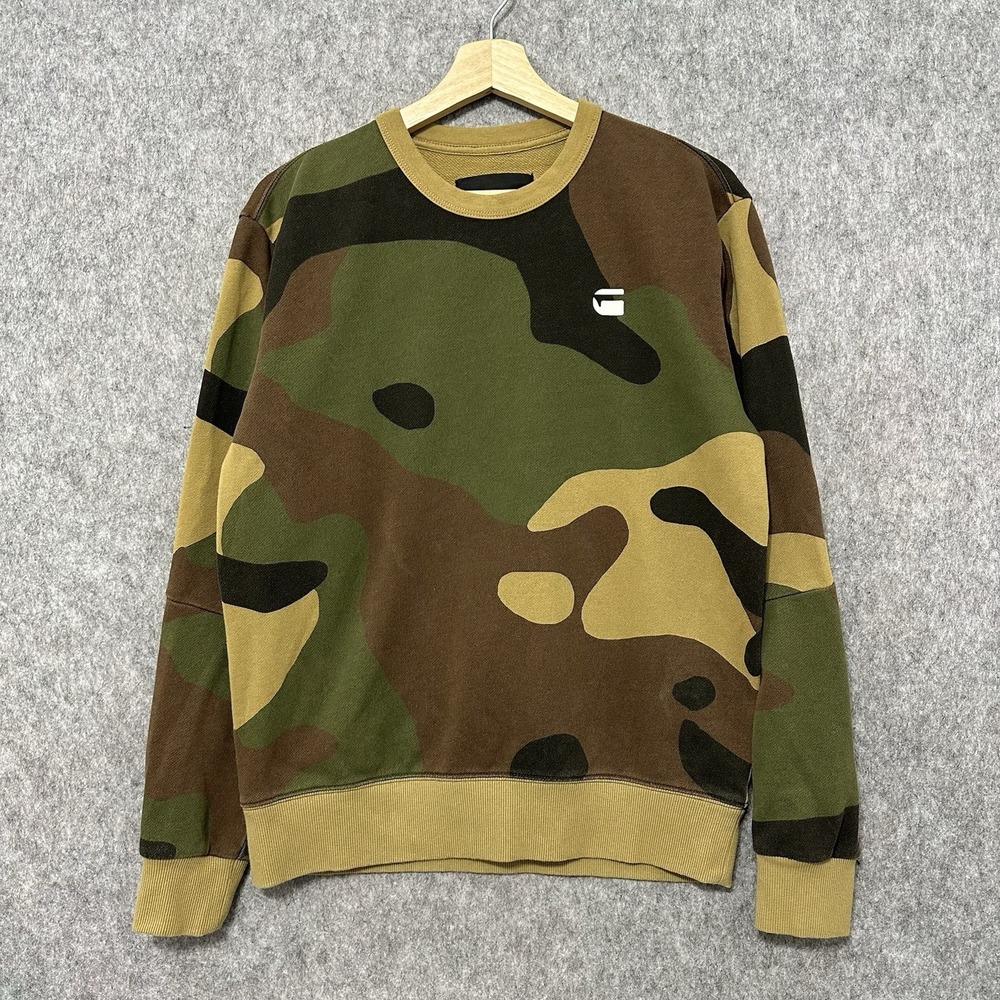 G-Star RAW Camouflage Crewneck Sweatshirt Men's Size S Camo Pullover